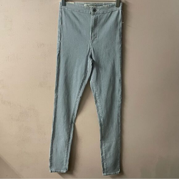PacSun BullHead Uber High Rise Skinniest Blue & Cream Striped Jeans Sz 7 EUC - Picture 13 of 15